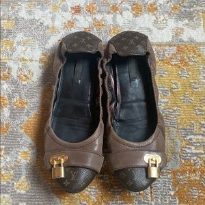 Louis Vuitton monogram suede ballerina flats